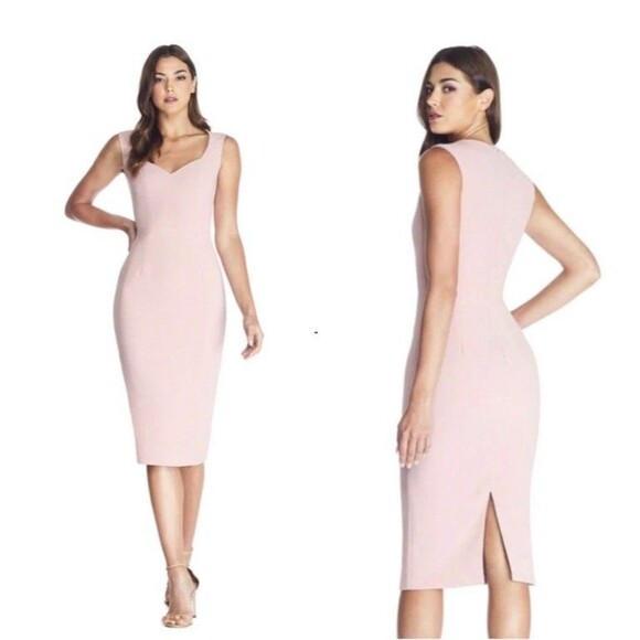 Dress The Population Pink Elle Sheath Dress Blush Sweetheart Neckline Size L New - Picture 8 of 8